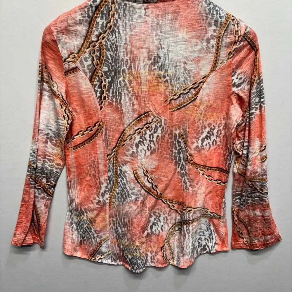 David Cline Women Blouse Top Button Down Shirt Size Small D123 -24